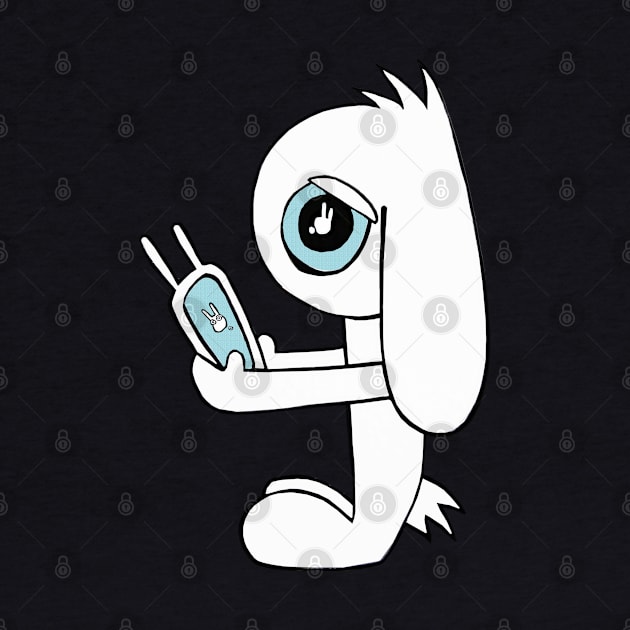 Tech Addict Lop Bunny with Ear Mobile Phone by badlydrawnbabe